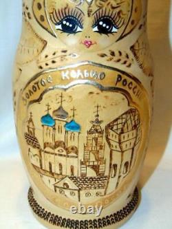 Old Matryoshka RUSSIAN NESTING DOLLS, Pyrography, Ceprueb Nocag, Sergiev Posad