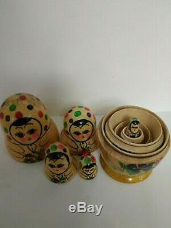 Old Rare Russian Ussr Nesting Doll 1992 Wooden Hand-painted Matryoshka