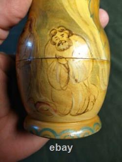 Old Vintage Hand Painted Wood Russian Nesting Dolls Set 5 Nativity Religious Art