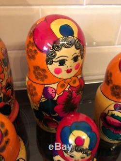 Old vintage, traditional Russian souvenir Matryoshka 10 piece Nesting Doll