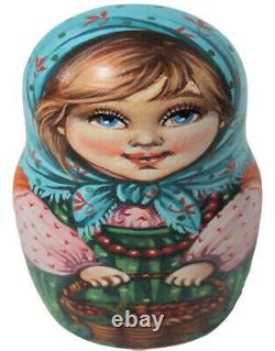 One of a Kind Russian Nesting Doll Little Girls with Pets by Larisa Chulkova