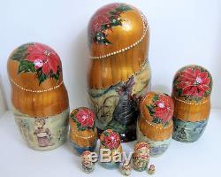 One of a kind 10pcs Russian Nesting Doll Little Match Girl by Zaitseva