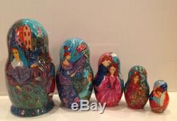 Ooak Russian Fedoskino 5 Nest. Doll Sleeping Beauty E. Goryachy Collector Piece