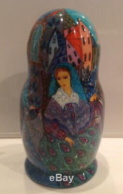 Ooak Russian Fedoskino 5 Nest. Doll Sleeping Beauty E. Goryachy Collector Piece