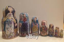 Ooak S. Goryachy Vintage Unique Russian Nesting Doll 7 Pcs My Sadness 1997