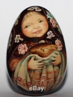 Original painting art roly poly EGG author doll GIRL Russian WELCOME no nesting