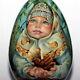 Original Painting Art Roly Poly Egg Author Doll Russian Welcome Girl No Nesting