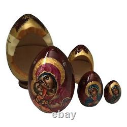 Orthodox Icon Handcrafted Hand Painted Nesting Dolls Religious Gift Set Ukraine