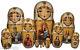 Orthodox Icons On The Set Of Twelve Russian Nesting Dolls. Vintage