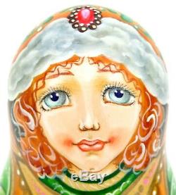 PUSHKIN Fairy Tale Tsar Saltan Matryoshka Genuine Russian 5 Nesting Dolls signed