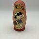 Peanuts Snoopy Golden Cockerel Wooden Russian Nesting Doll 5 Layers 2007 Signed