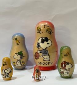Peanuts Snoopy Golden Cockerel Wooden Russian Nesting Dolls Set Of 5