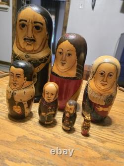 Peter The Great vintage russian nesting dolls 7 Pc Set Moscowrare Hand Painted