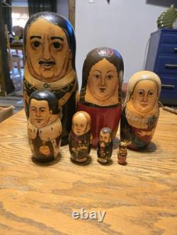 Peter The Great vintage russian nesting dolls 7 Pc Set Moscowrare Hand Painted