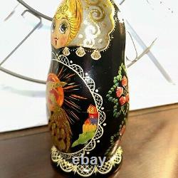 Phoenix Firebird Russian Matryoshka 10 Pce Fairytale Nesting Doll SignedNesting