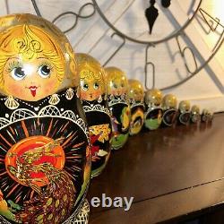 Phoenix Firebird Russian Matryoshka 10 Pce Fairytale Nesting Doll SignedNesting