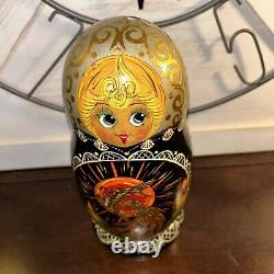 Phoenix Firebird Russian Matryoshka 10 Pce Fairytale Nesting Doll SignedNesting