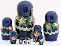 Poupées russes 10 p H 22 cm Matriochka peinte main signé Russian Doll Gigognes