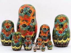 Poupées russes 10 p H 23 cm Matriochka peinte main signé Russian Doll Gigognes
