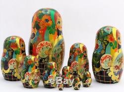 Poupées russes 10 p H 23 cm Matriochka peinte main signé Russian Doll Gigognes