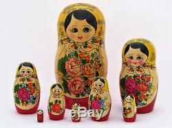 Poupées russes 8 p H 27 cm Matriochka peinte main signé Russian Doll Gigognes
