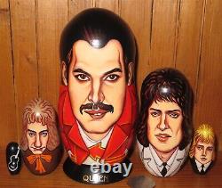 QUEEN Freddie Mercury Babushka nesting doll Brian May John Deacon Roger Taylor 5