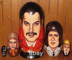 QUEEN Freddie Mercury Babushka nesting doll Brian May John Deacon Roger Taylor 5