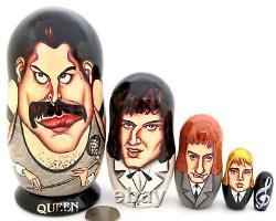 QUEEN Freddie Mercury Babushka nesting dolls Brian May John Deacon Roger Taylor