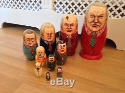 RARE 10 SET Authentic Russian Presidents Matryoshka Dolls Vintage hand painted