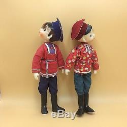 RARE! 2 POUPÉES GARÇONS RUSSES MOUJIKS ANCIENNES/ 2 Ancien Russian boy dolls