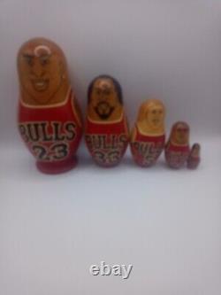 RARE Chicago Bulls Russian Nesting Dolls With Starting 5 Michael Jordan