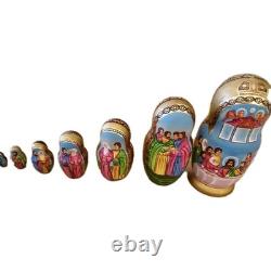 RARE EUC Sergiev Posad Signed Russian Matryoshka Nesting Dolls 7 pcs Last Supper