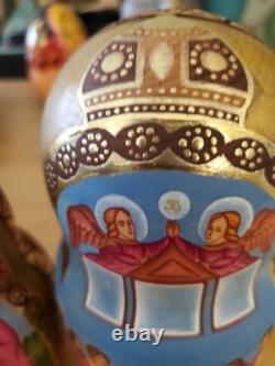 RARE EUC Sergiev Posad Signed Russian Matryoshka Nesting Dolls 7 pcs Last Supper