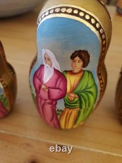 RARE EUC Sergiev Posad Signed Russian Matryoshka Nesting Dolls 7 pcs Last Supper