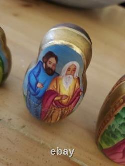 RARE EUC Sergiev Posad Signed Russian Matryoshka Nesting Dolls 7 pcs Last Supper