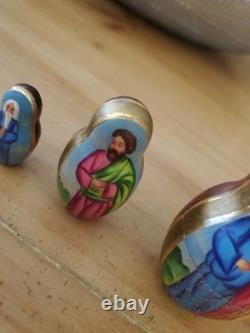 RARE EUC Sergiev Posad Signed Russian Matryoshka Nesting Dolls 7 pcs Last Supper
