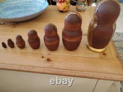 RARE EUC Sergiev Posad Signed Russian Matryoshka Nesting Dolls 7 pcs Last Supper