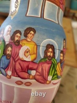 RARE EUC Sergiev Posad Signed Russian Matryoshka Nesting Dolls 7 pcs Last Supper