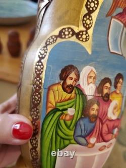 RARE EUC Sergiev Posad Signed Russian Matryoshka Nesting Dolls 7 pcs Last Supper