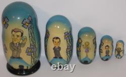 RARE Hand-Signed Paint Game Show Network GSN Chuck Woolery Russian Nesting Dolls