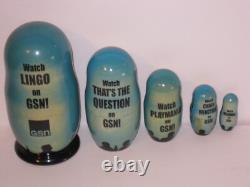 RARE Hand-Signed Paint Game Show Network GSN Chuck Woolery Russian Nesting Dolls