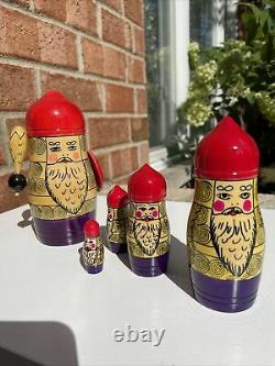 RARE Vintage Russian Matryoshka 5 Nesting Dolls Warrior Beard Viking SITKA USSR