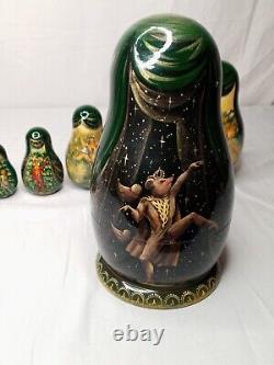 RARE Vintage Russian Nesting Doll Hand Painted Signed The Nutcracker Ballet 10pc