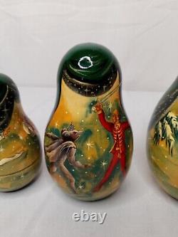 RARE Vintage Russian Nesting Doll Hand Painted Signed The Nutcracker Ballet 10pc