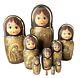 Russian 10 Nesting Dolls Wooden Religious Churches Black Natural 11.5- 13/16