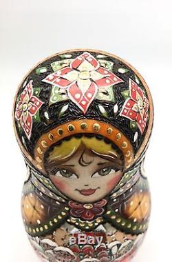 RUSSIAN CHURCHES WOOD BURN Hand carved Hand painted NESTING DOLL One of a Kind