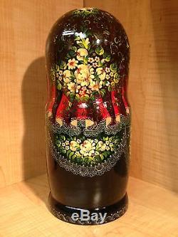 RUSSIAN COUNTRY SCENES by STEPKAEVA RUSSIAN MATRYOSHKA NESTING DOLL 12 3/4 15pc