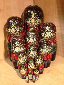 RUSSIAN COUNTRY SCENES by STEPKAEVA RUSSIAN MATRYOSHKA NESTING DOLL 12 3/4 15pc