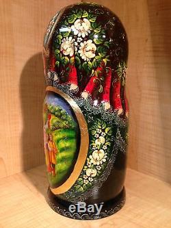 RUSSIAN COUNTRY SCENES by STEPKAEVA RUSSIAN MATRYOSHKA NESTING DOLL 12 3/4 15pc