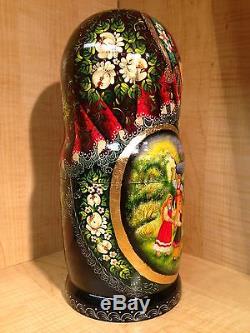 RUSSIAN COUNTRY SCENES by STEPKAEVA RUSSIAN MATRYOSHKA NESTING DOLL 12 3/4 15pc